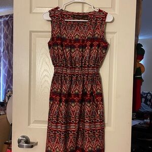 Speed Control Red and Black Patterned Midi Dress